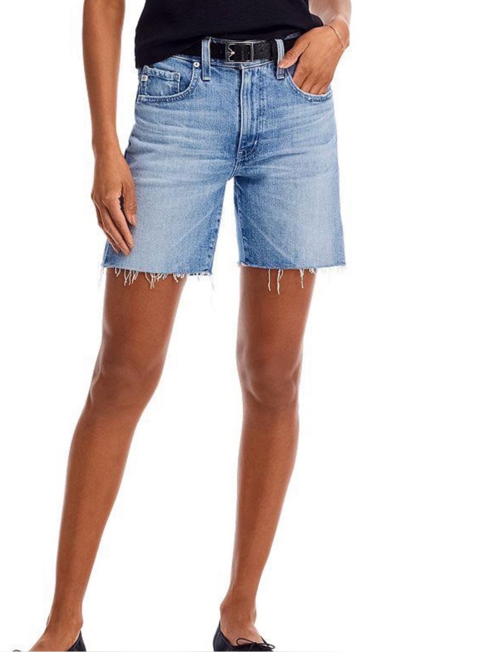 AG Adriano Goldschmied Denim Bermuda Shorts Size 27 Light Wash Raw Hem NWOT